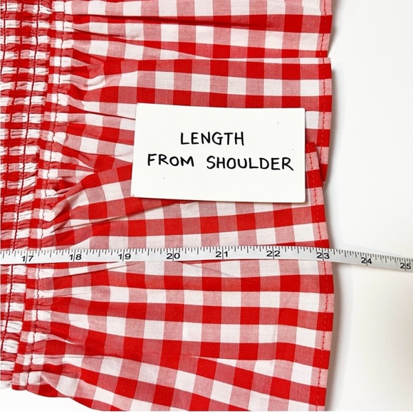 Draper James Deana Smocked Top Large red gingham 100% cotton blouse - Picture 3 of 8